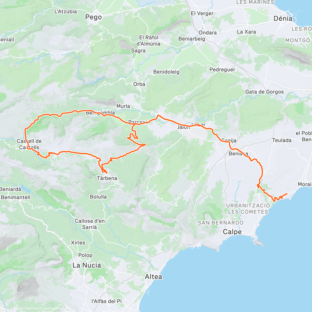 Map of the activity, Cycling