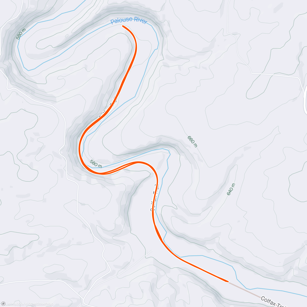 Map of the activity, Colfax Trail