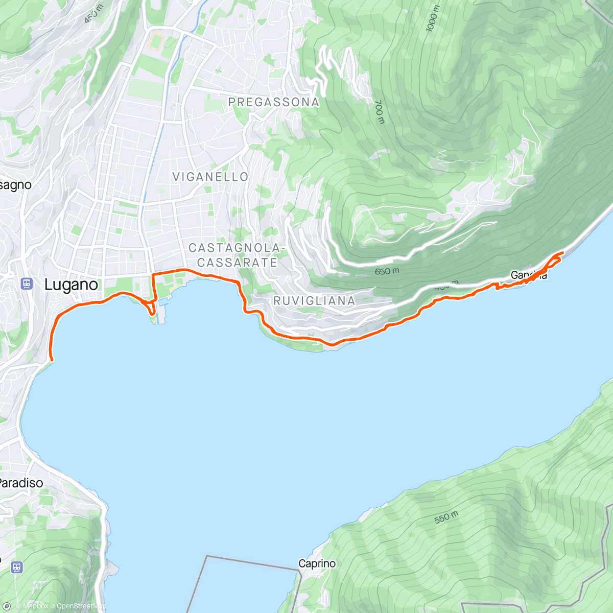 Map of the activity, Fast hike/slow run