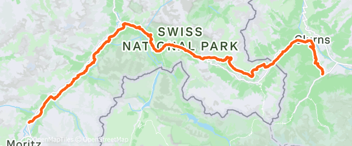 Route map of Prad am Stilfserjoch - Prato allo Stelvio to Samaden