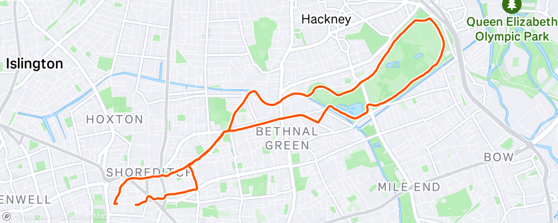 Map of the activity, Evening Run