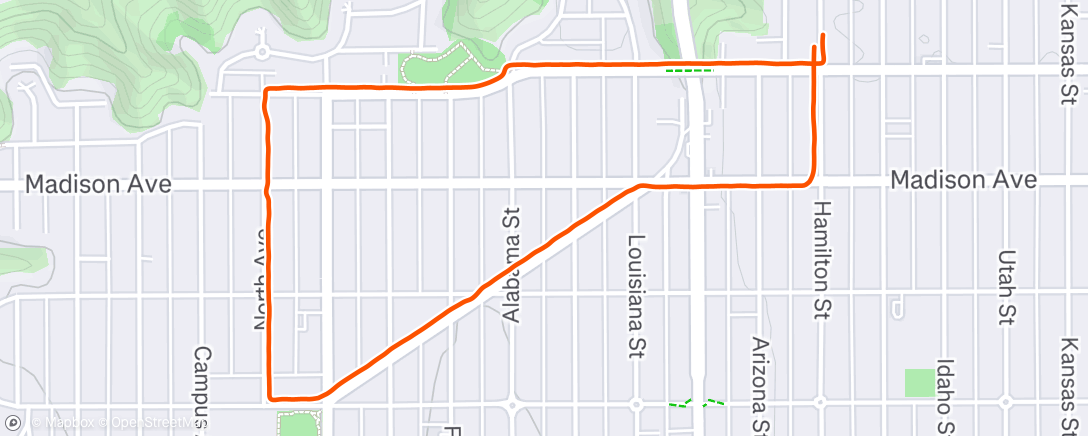 Map of the activity, Thursday Afternoon Run