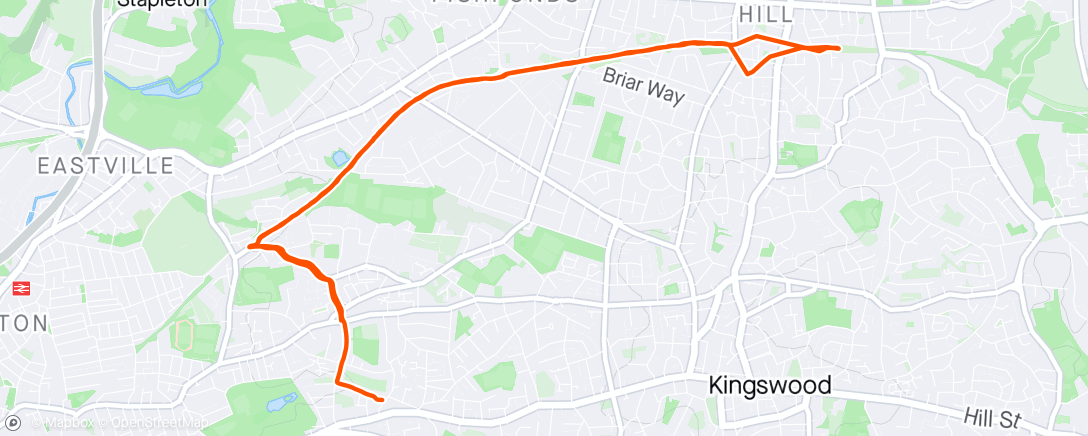 Map of the activity, 2 dogs walks - work - 10km - 18,000 steps 😫 p.s when’s it gonna fucking stop raining ?
