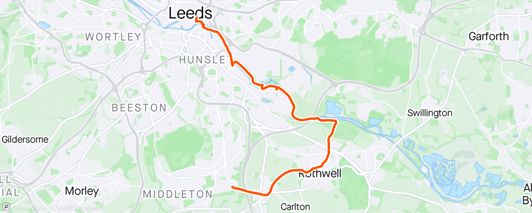 Map of the activity, Long route home from work