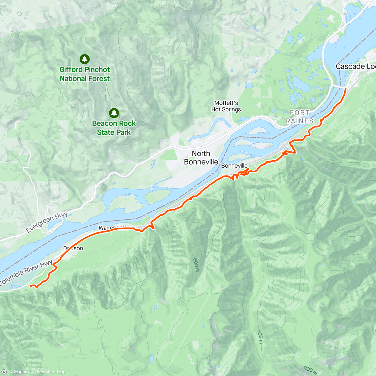 Map of the activity, Gorge Waterfalls Course Marking
