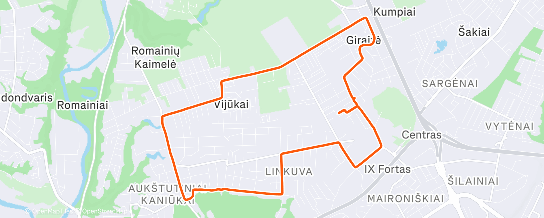 Map of the activity, Morning Run