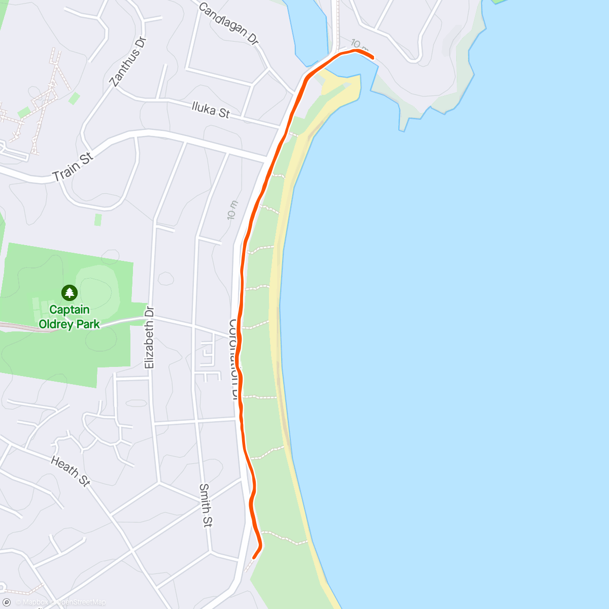 Map of the activity, Broulee run