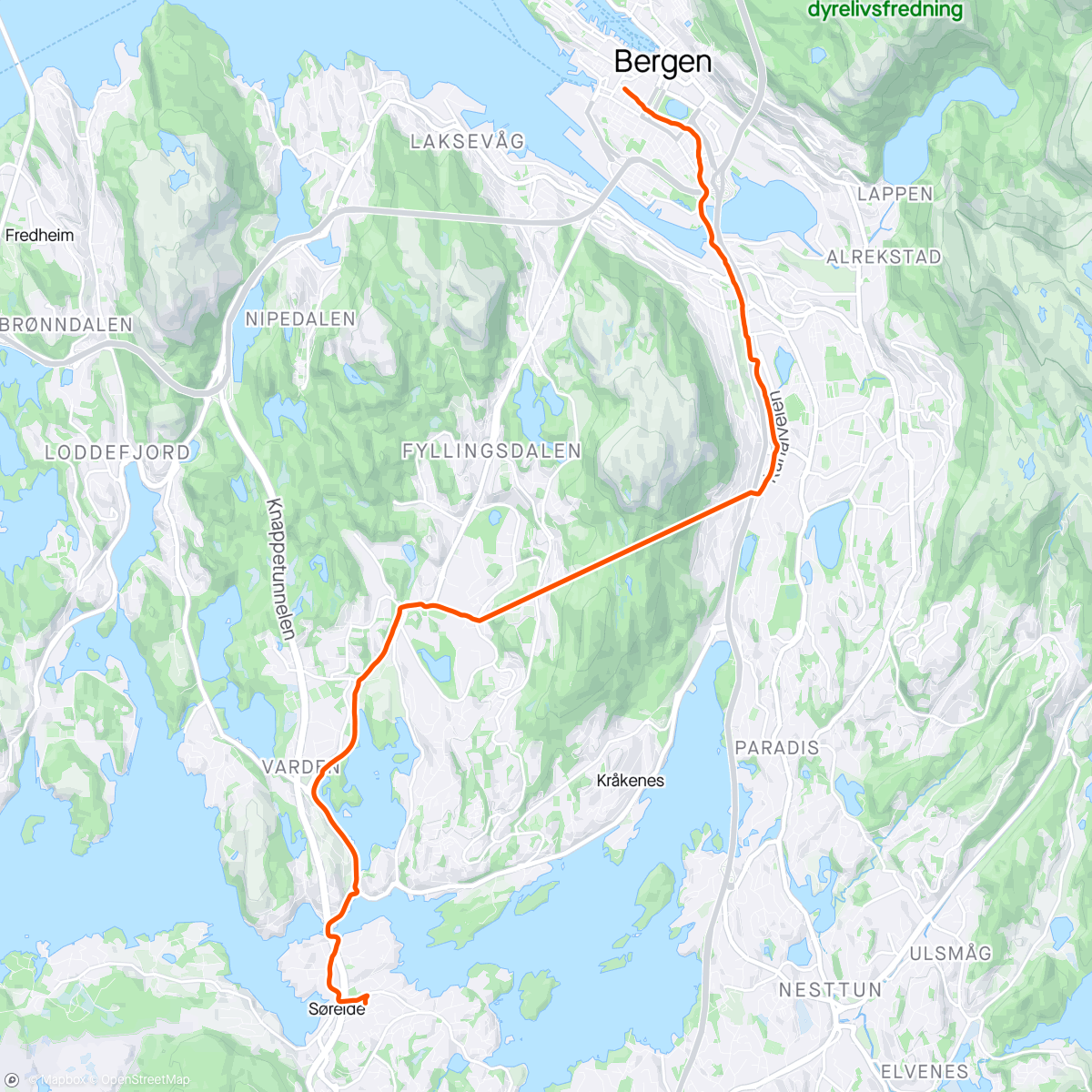 Map of the activity, Jobbjogg