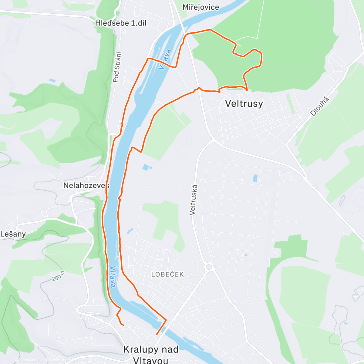 Map of the activity, nová přehrada na Vltavě