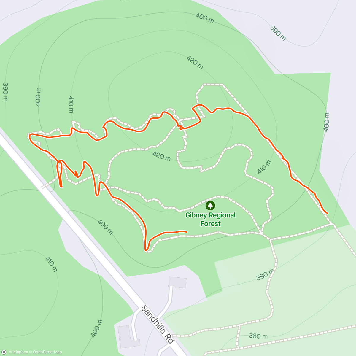 Map of the activity, Afternoon hike, after work, short but more to come