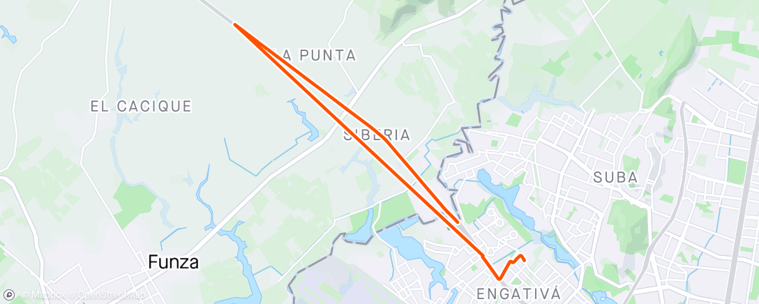 Karte der Aktivität „Vino - Suba choque - Bogotá, con ruta cortada de strava”