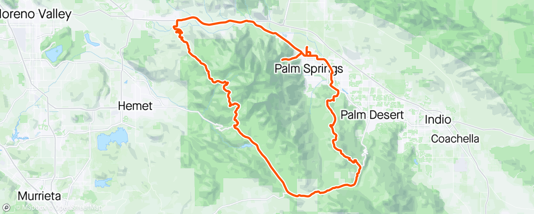 Map of the activity, Palm Springs desert / mountain cruising