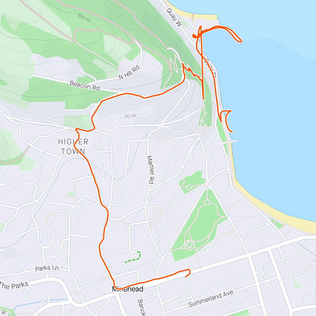 Map of the activity, Walk around Minehead and North Hill