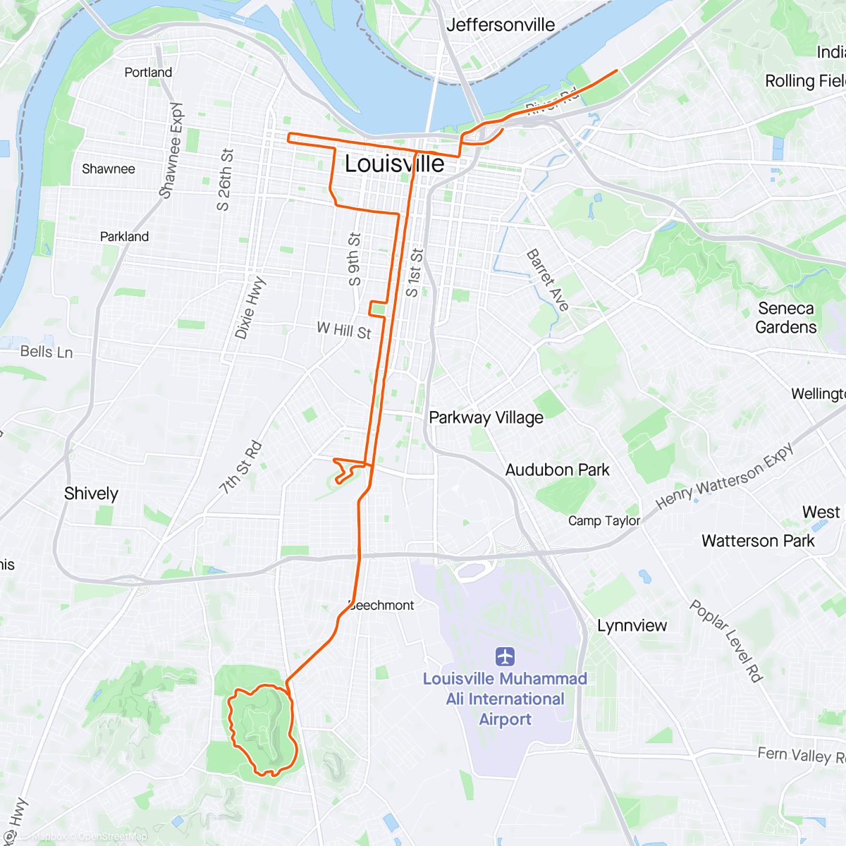 Map of the activity, Louisville Marathon