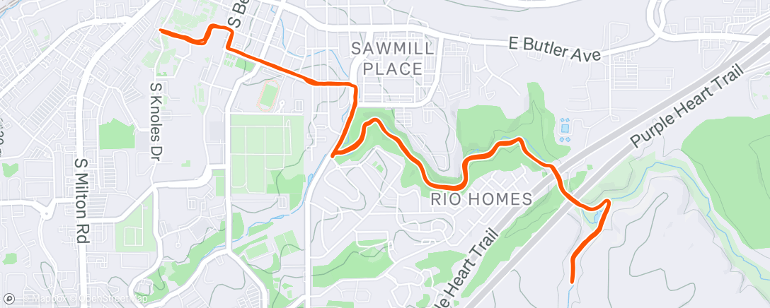Map of the activity, Afternoon Run