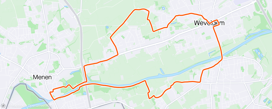 Map of the activity, Uurtje lopen na het fietsen
