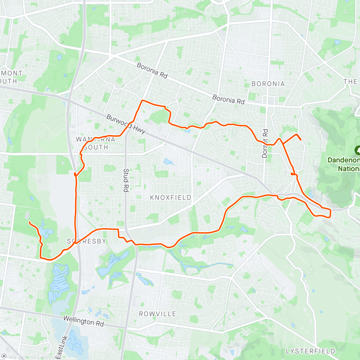 Map of the activity, Morning Ride to Jells Park