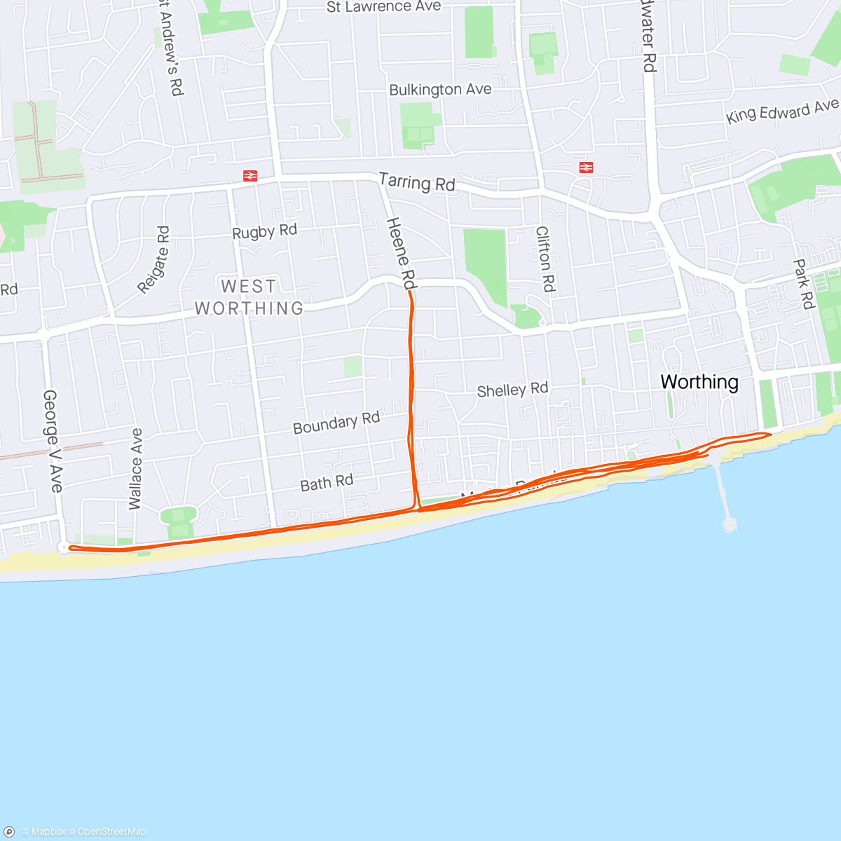 Map of the activity, Worthing 10k