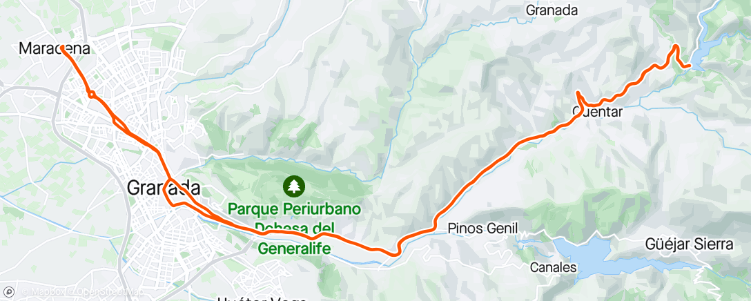 Map of the activity, Pantano de Quentar