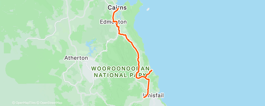 Map of the activity, Cycling