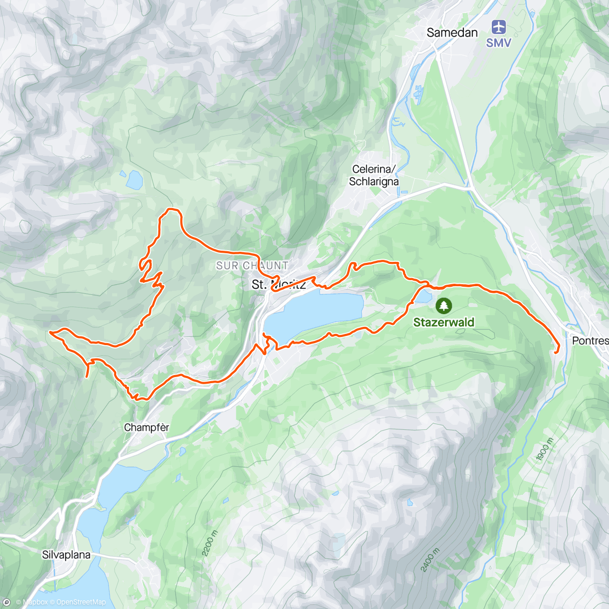 Map of the activity, Flower Mountain Corviglia