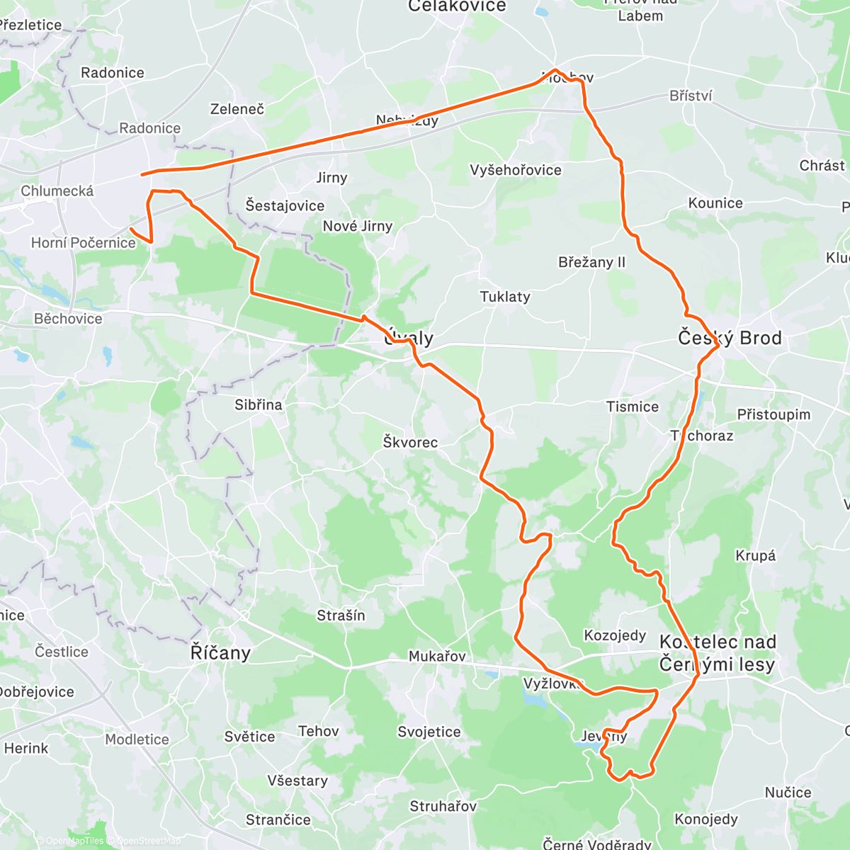 Map of the activity, 4. adventní vyjížďka