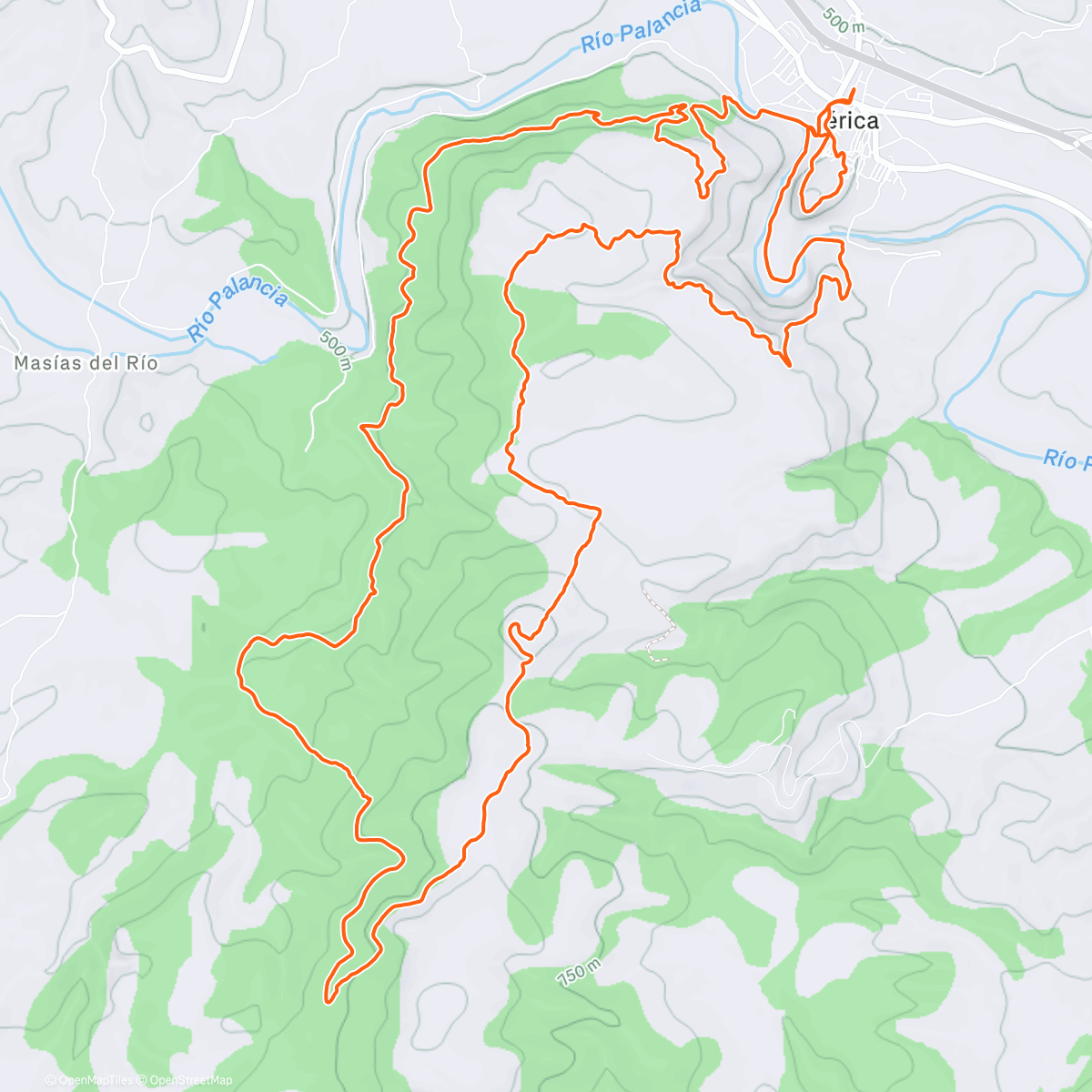 Map of the activity, Trail trincheras Jerica 19k