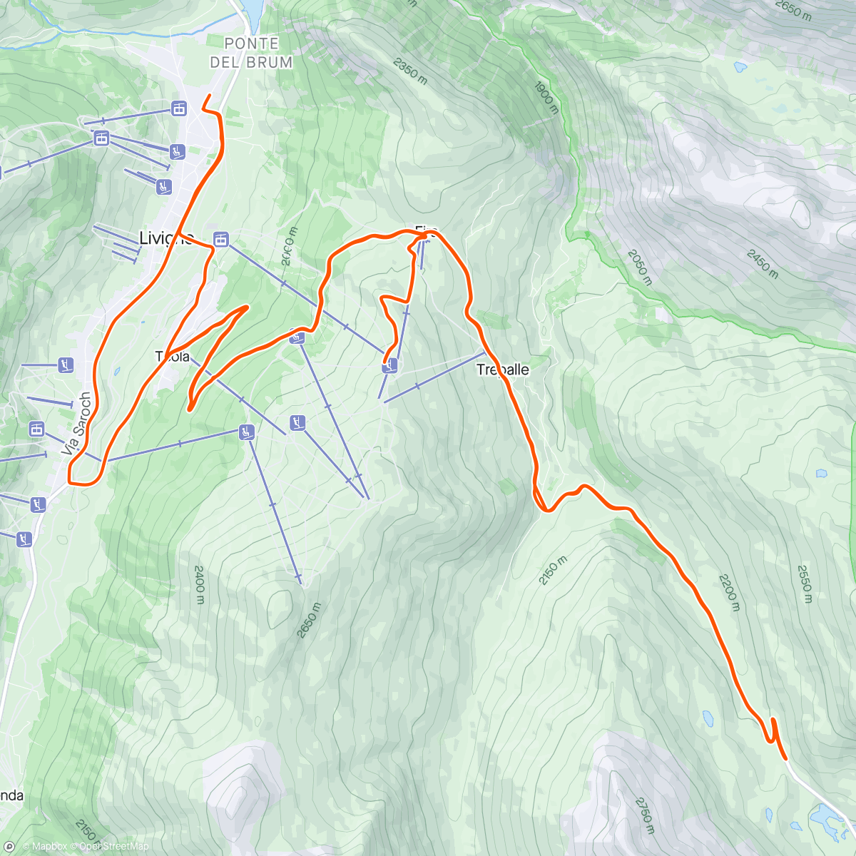 Map of the activity, Passo Foscagno