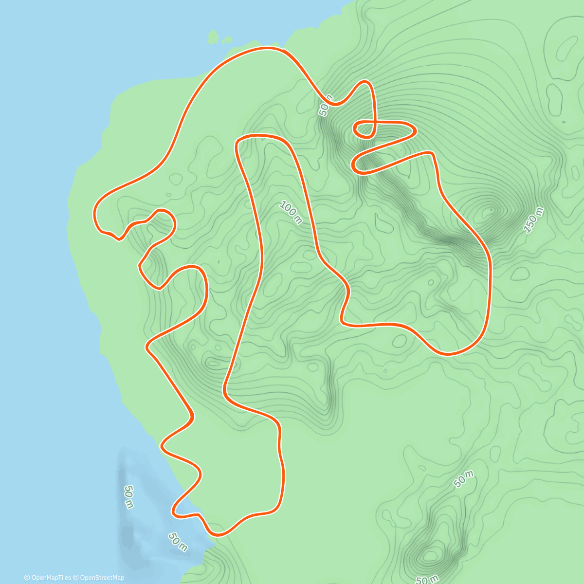 Map of the activity, Zwift - 130% of FTP Hangers on Hilly Route in Watopia