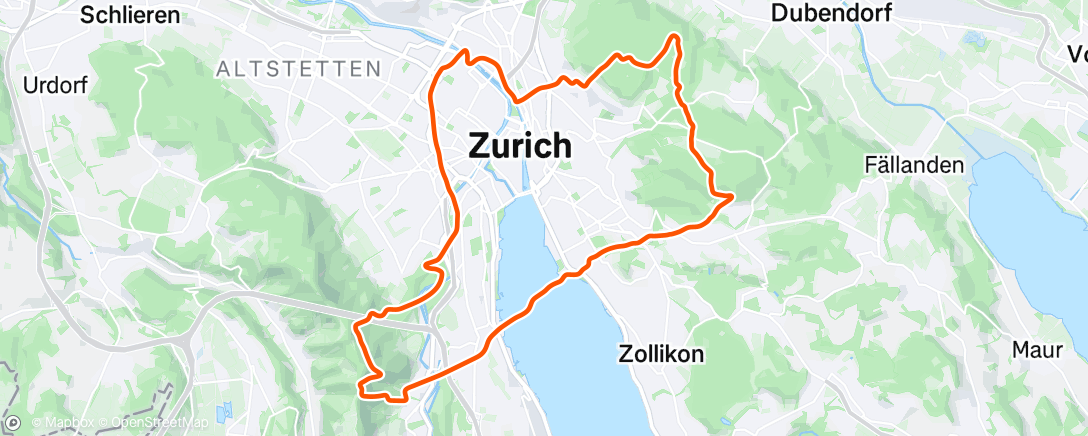 Map of the activity, MyWhoosh - Zurich