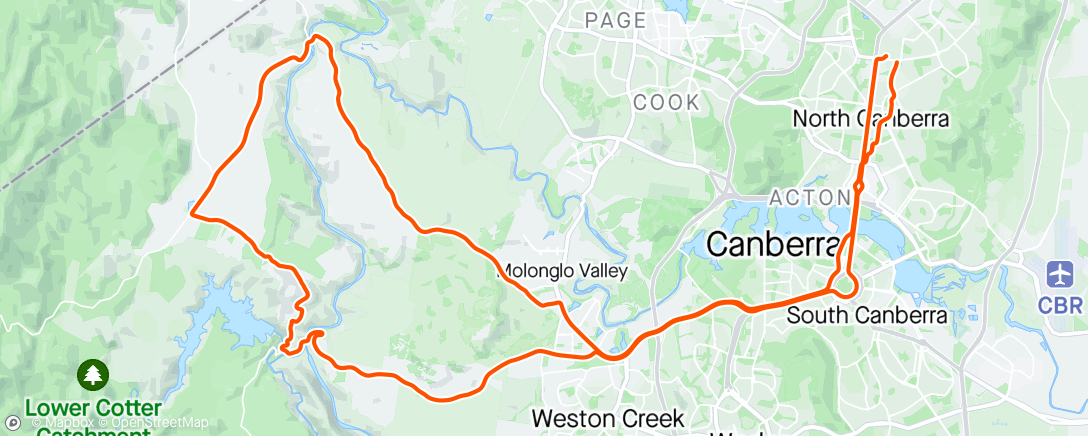Map of the activity, Cotter Uriarra with Simon