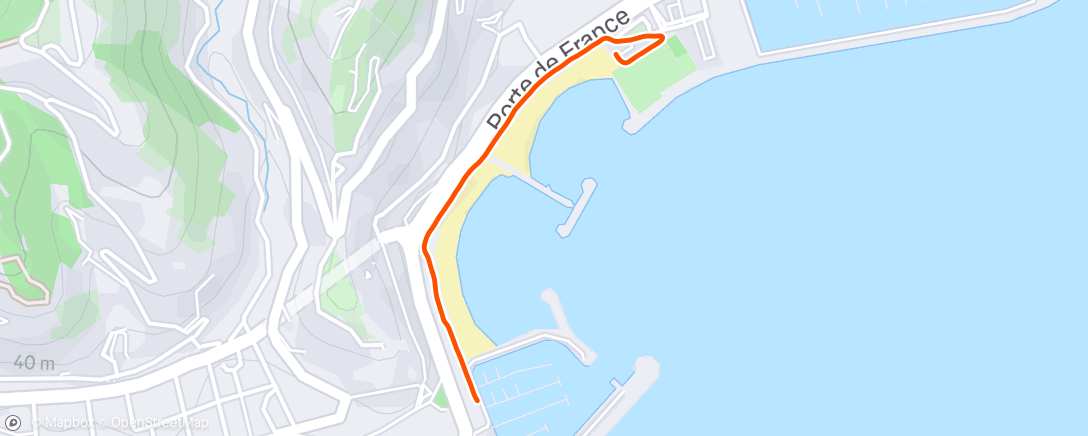 Map of the activity, Cooldown after the workout