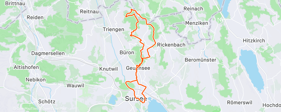Map of the activity, Mountainbike-Fahrt am Abend