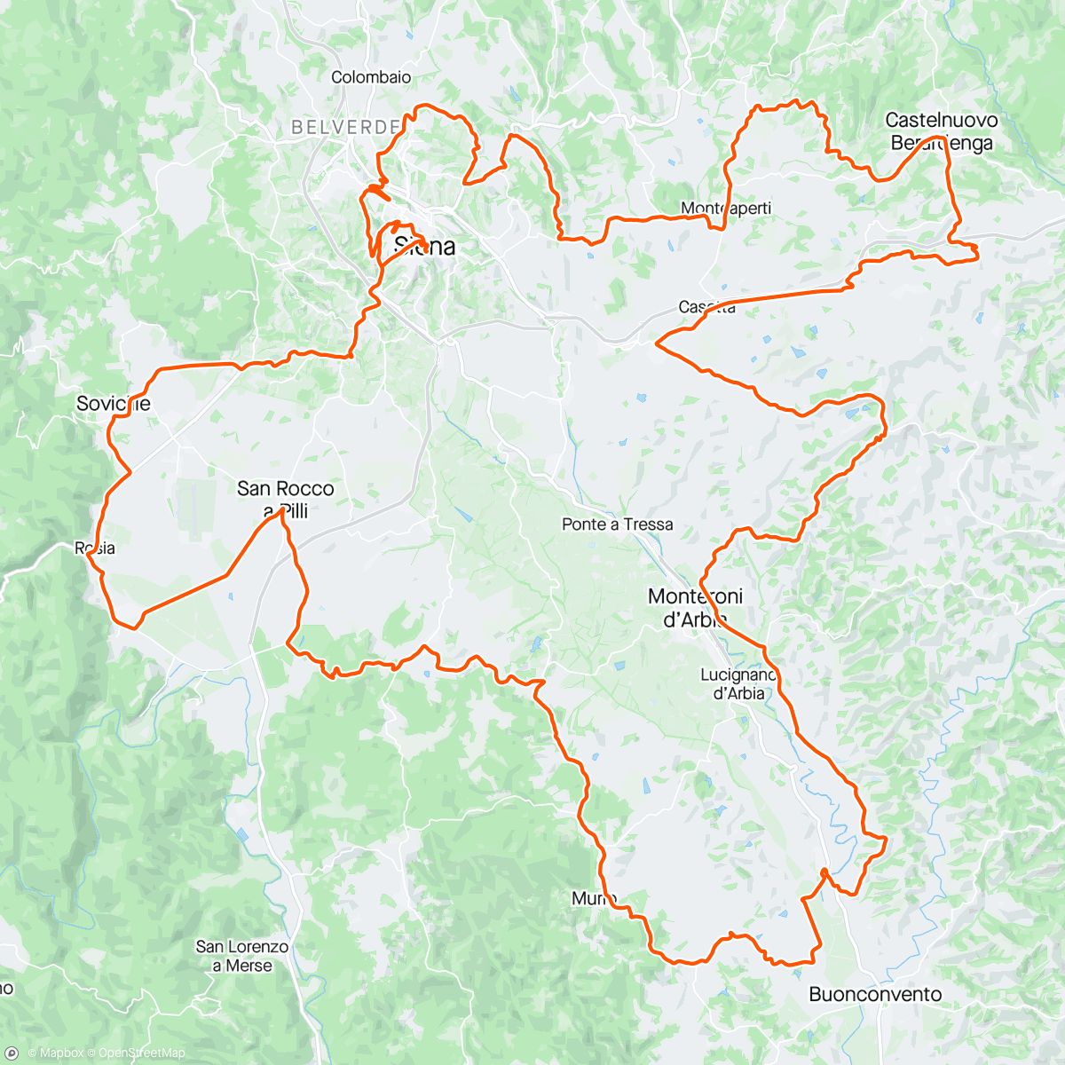 Mapa de la actividad (Strade Bianche - Siena)