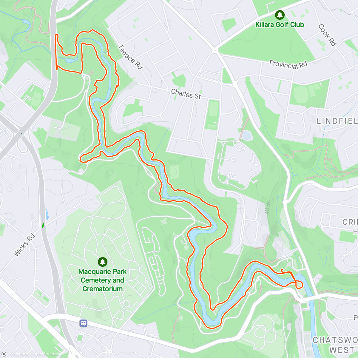 「Trail Run 2024#23 - Lane Cove GNW loop」活動的地圖