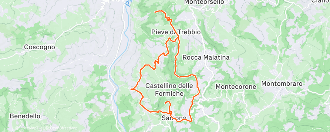 Карта физической активности (30/12/25 Samone-Gainazzo-via barleda-caslina-via serre nobili-mulino vallecchie-Pieve di Trebbio-ponticini-Borgo sassi-rio tragenda-Samone le serre trail)