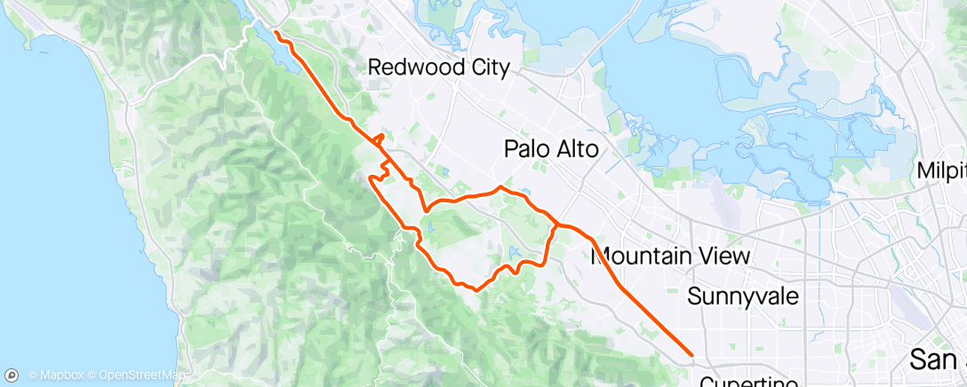 Map of the activity, Bunch Ride