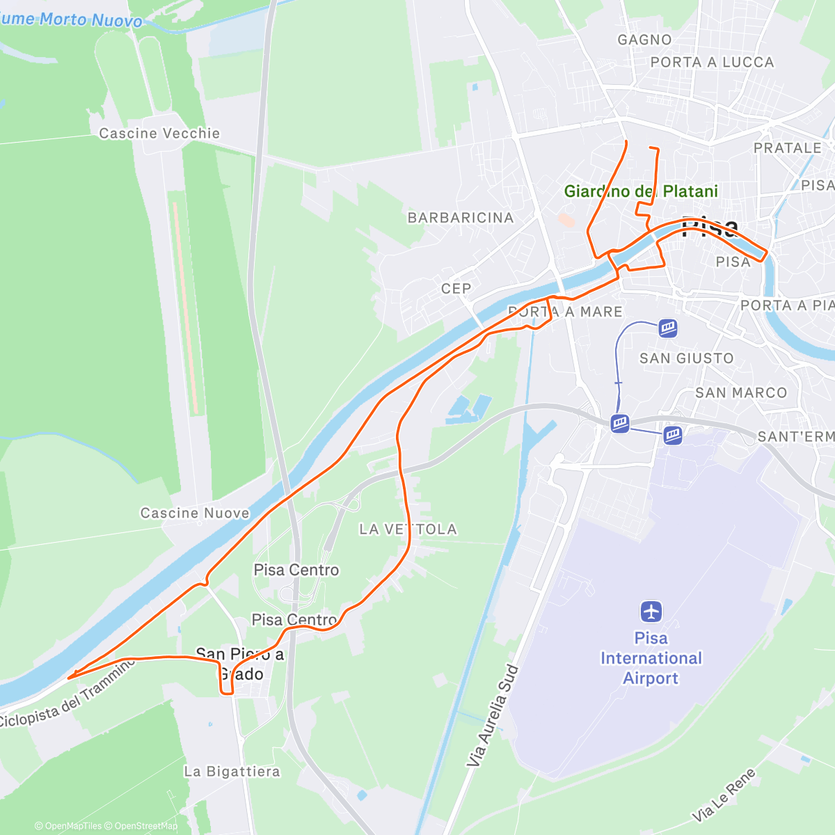 Map of the activity, Mezza di Pisa con i Maratonabili