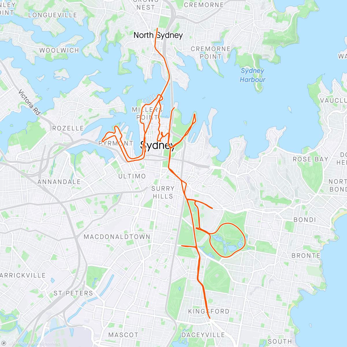 Mapa de la actividad, Sydney Marathon 2024