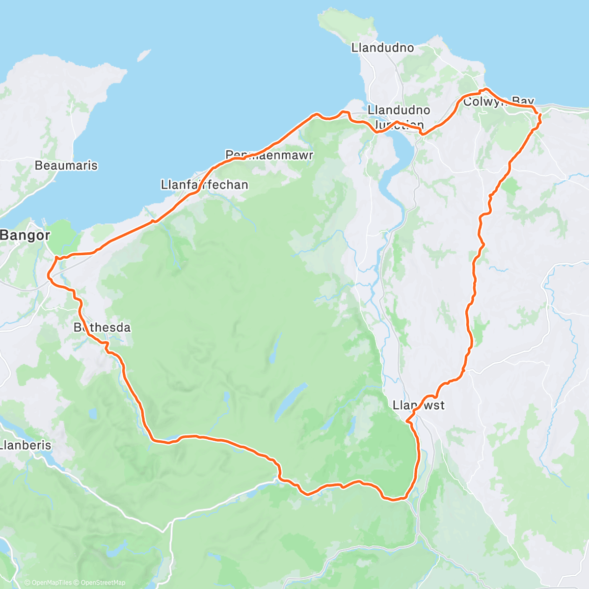 Map of the activity, Ogwen loop. 🤘🏽