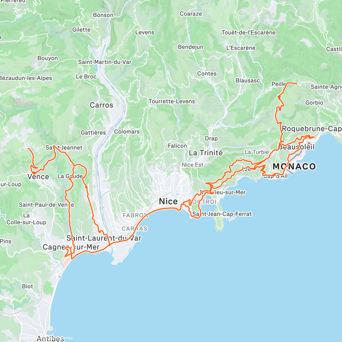 Map of the activity, Vélo du matin