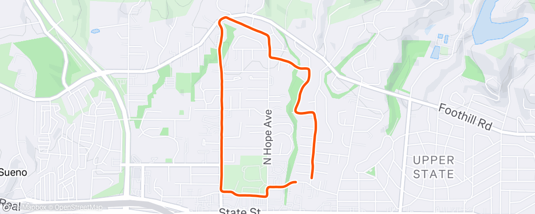 Map of the activity, Afternoon Run