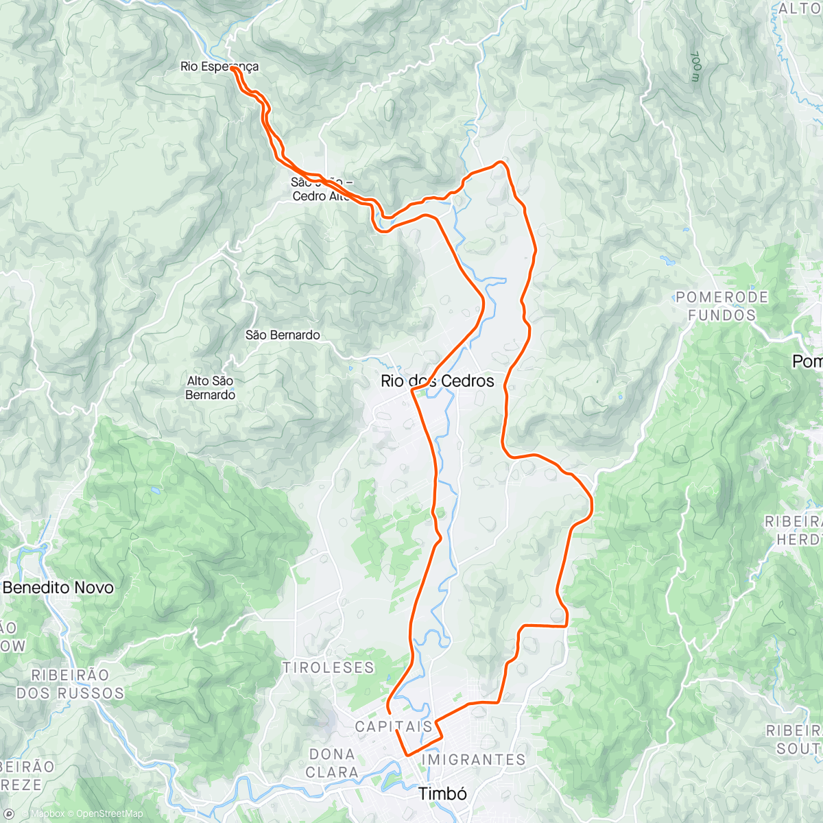 Map of the activity, Giro ate o rota bike