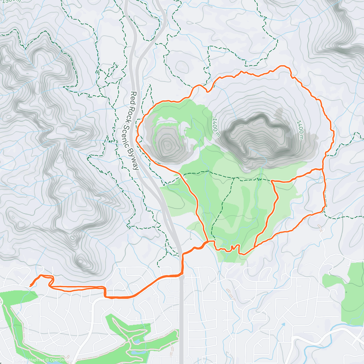 Map of the activity, Big Park - Middle - Courthouse- Bell Rock