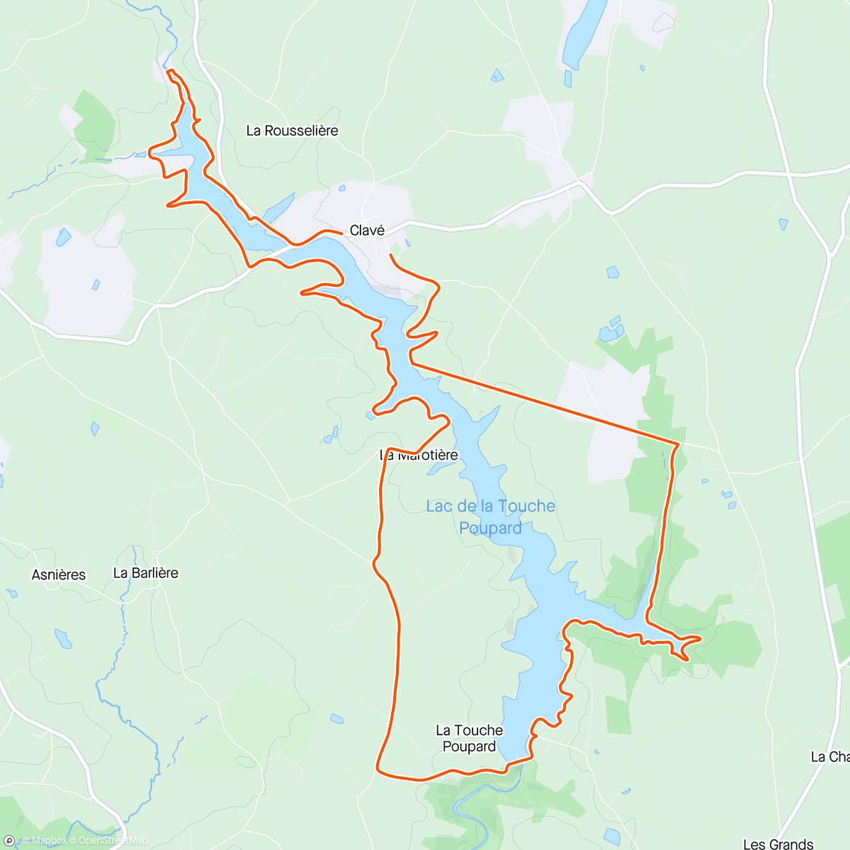 「Rando au barrage de la touche poupard(21km)」活動的地圖