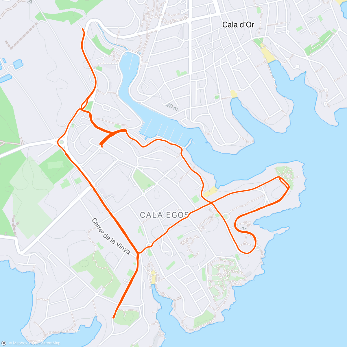 Map of the activity, last workout in cala d‘or