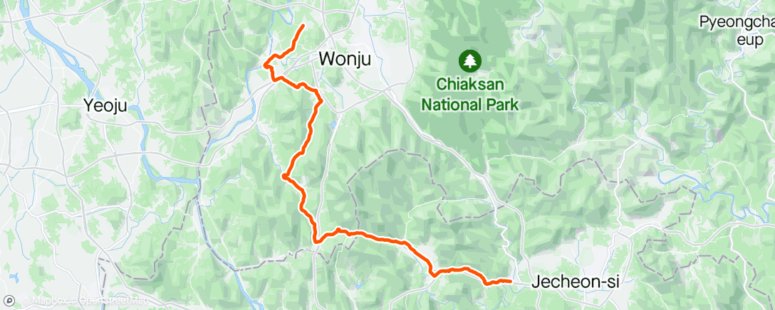 Карта физической активности (Back Roads from Jecheon to Wonju)