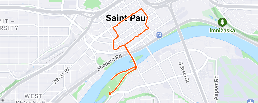 Map of the activity, Afternoon Run