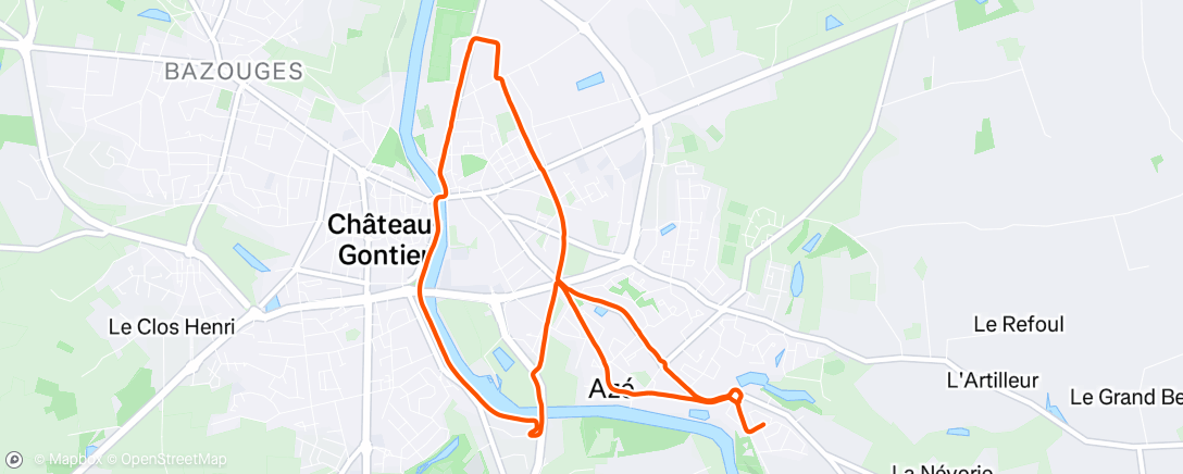 Map of the activity, Course à pied en soirée