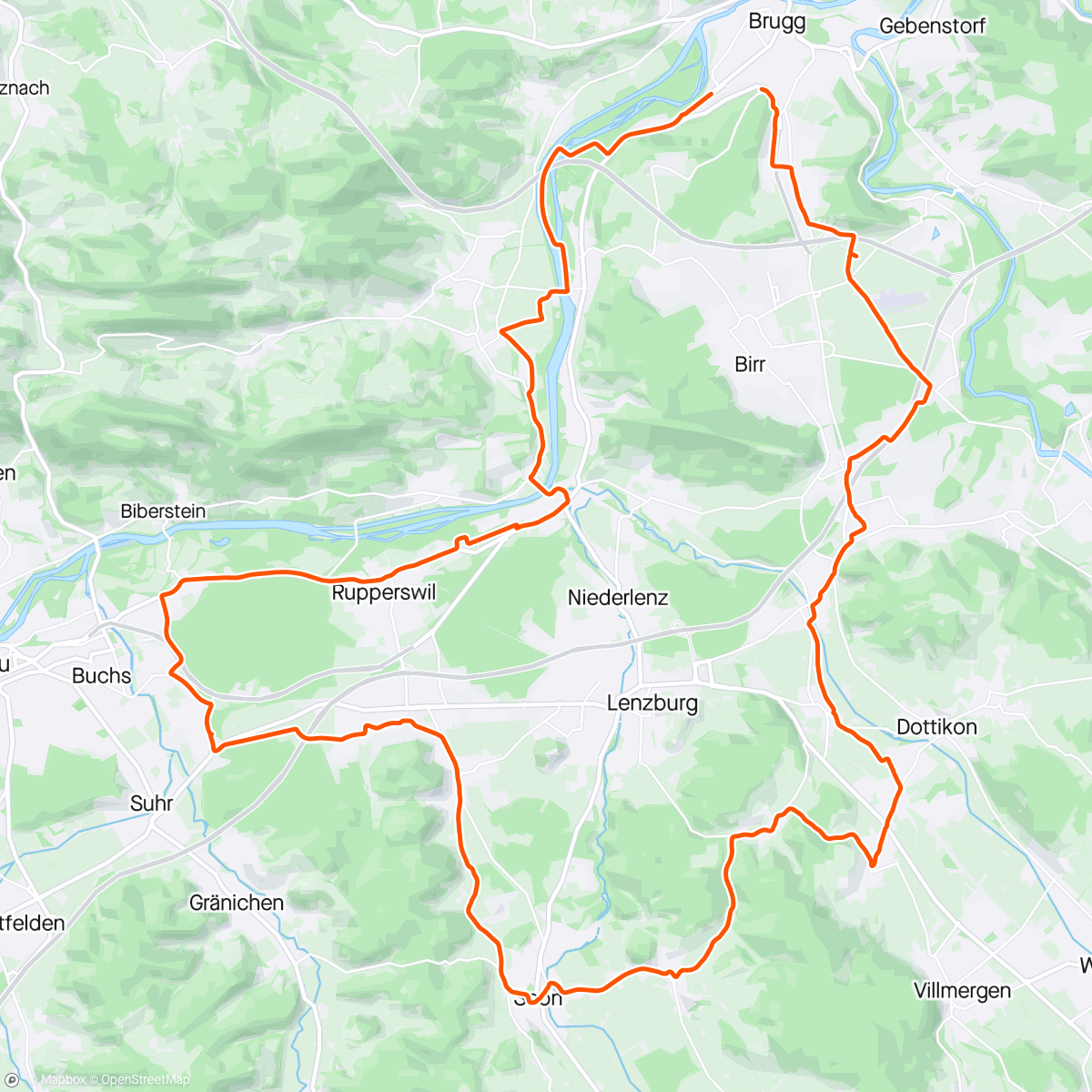 Map of the activity, Aaretal und über Seon zurück